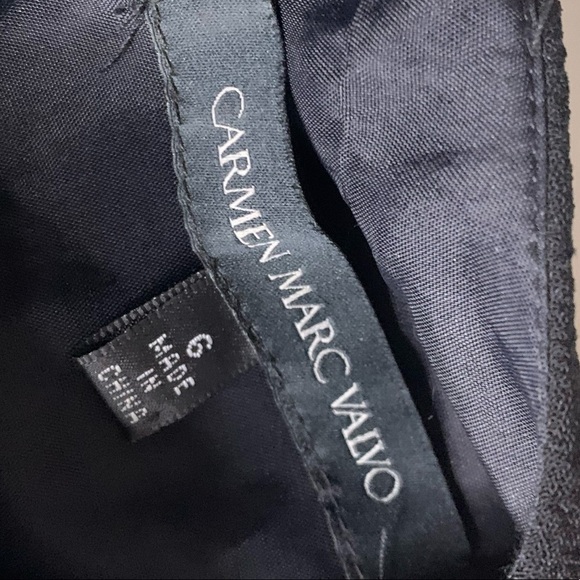 Carmen Marc Valvo Metallic A Line Plunging a neck black blue gold 6 - Picture 5 of 9